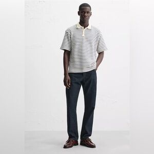 Zara Striped Jacquard Polo Shirt
